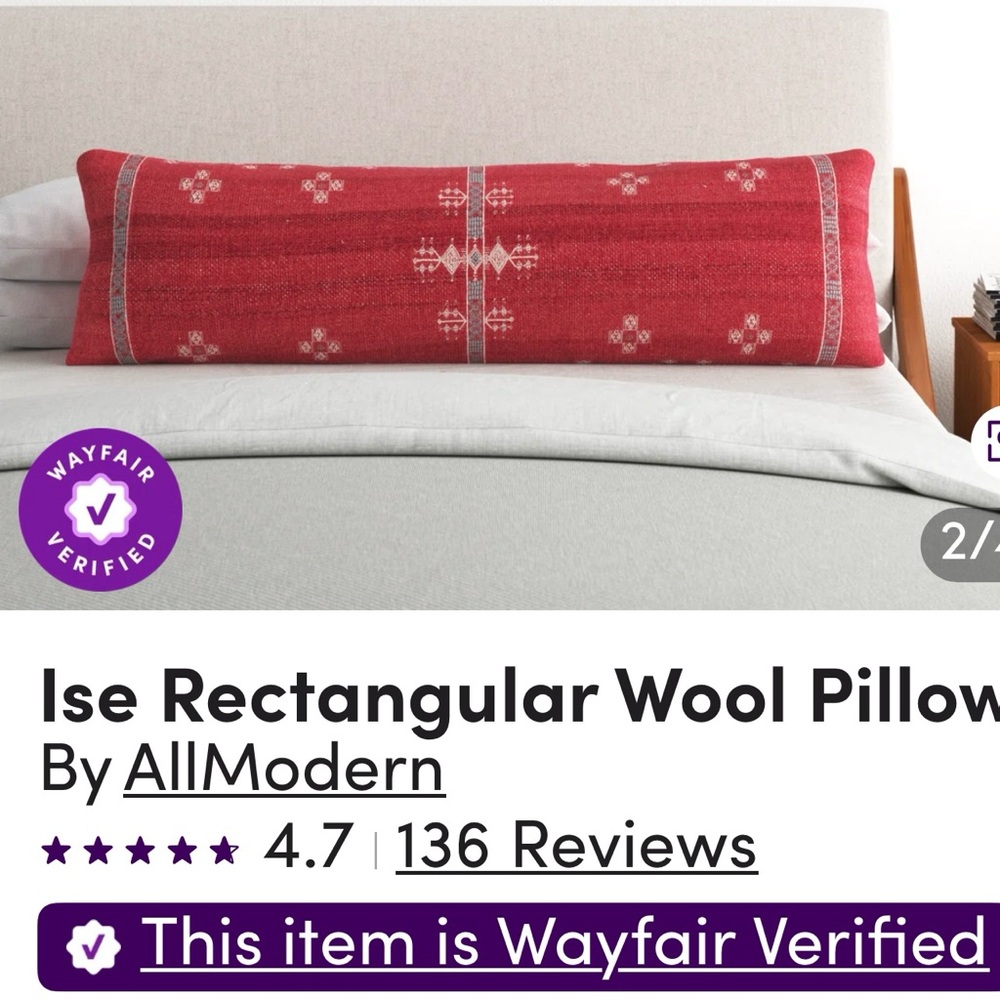 Red Wool Accent Pillow